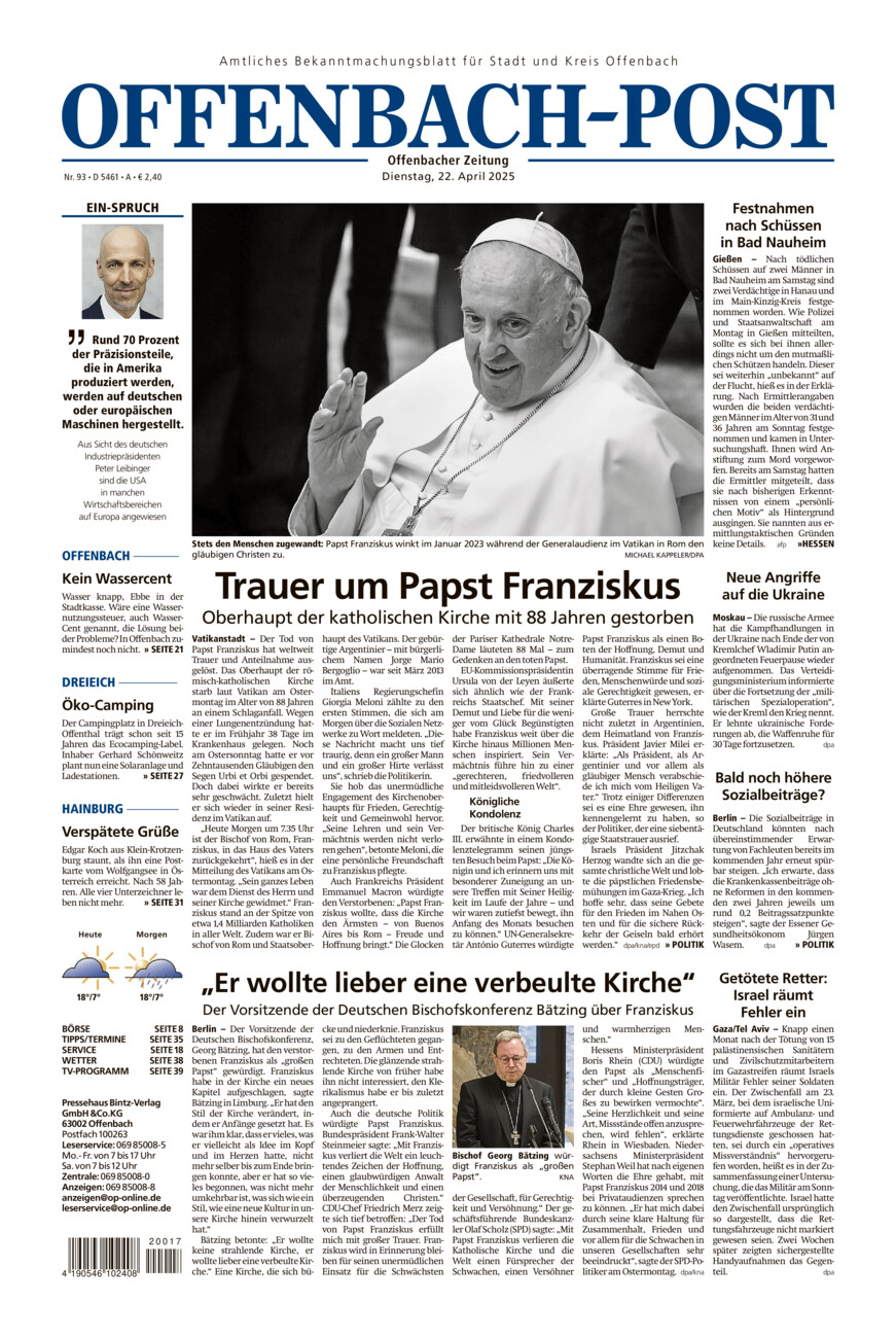 Offenbach-Post vom Dienstag, 22.04.2025