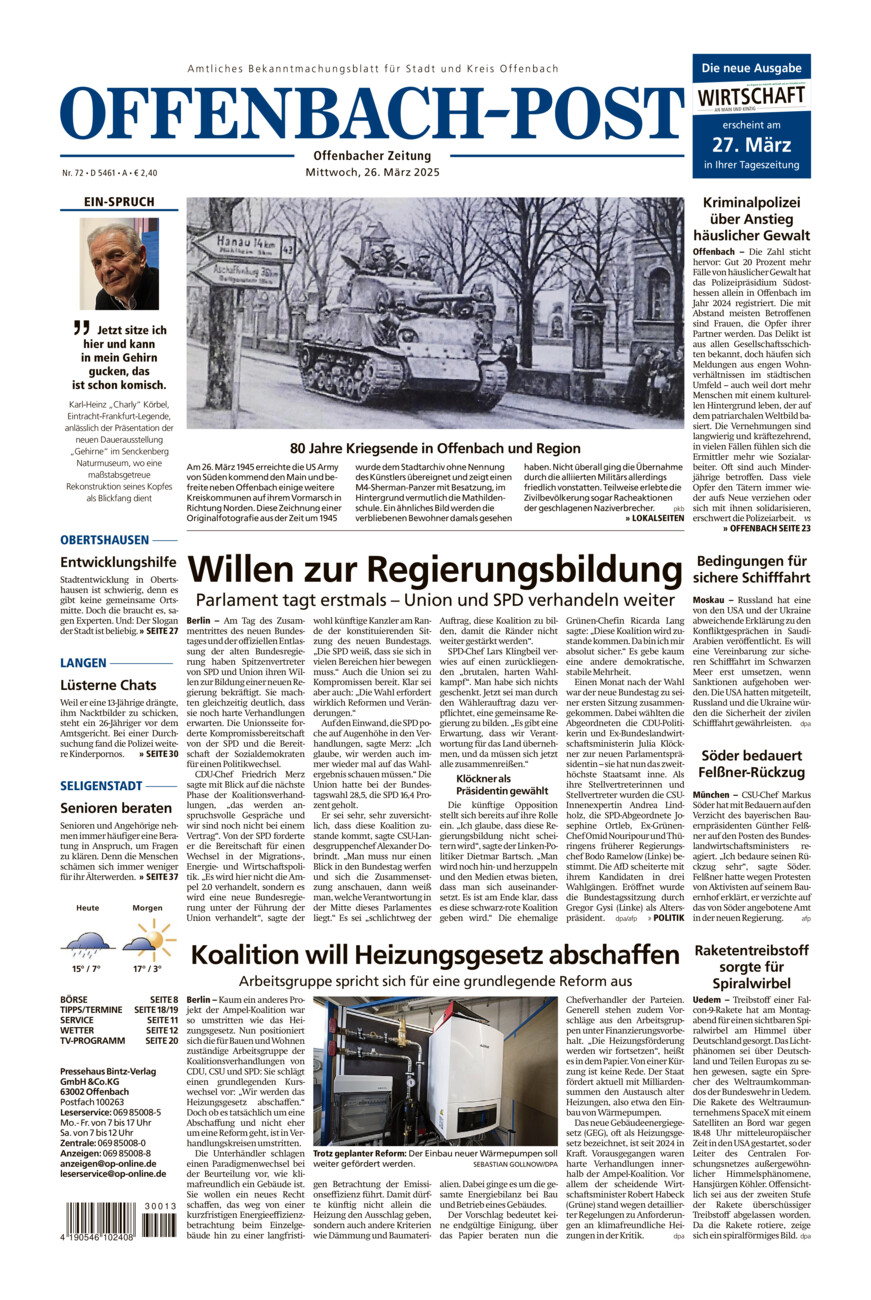 Offenbach-Post vom Mittwoch, 26.03.2025