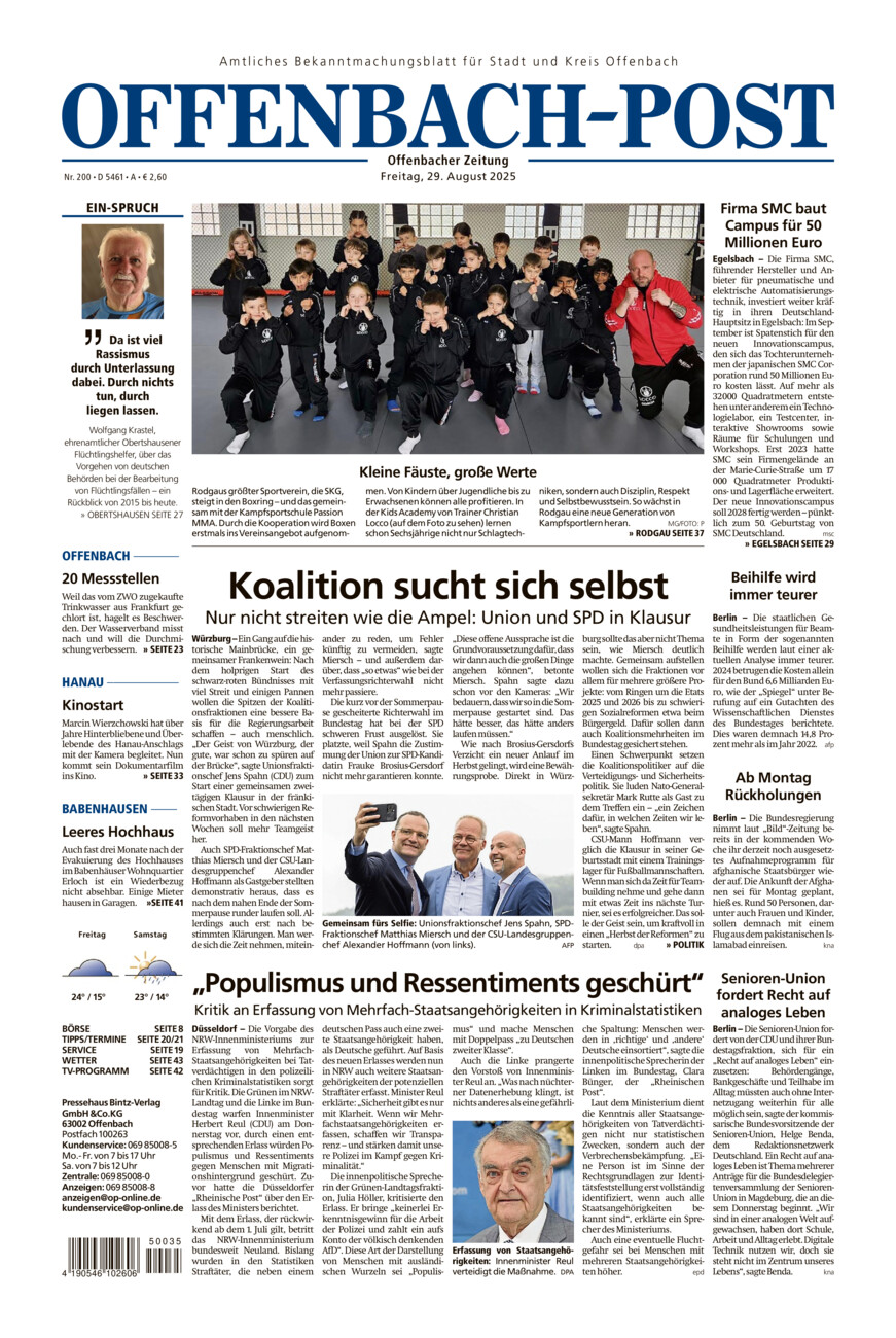 Offenbach-Post vom Freitag, 29.08.2025