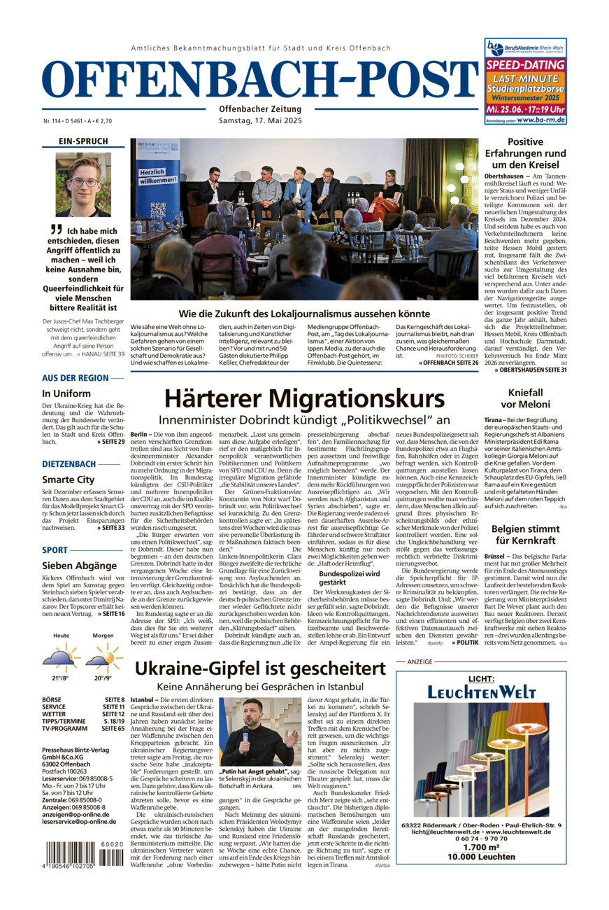 Offenbach-Post vom Samstag, 17.05.2025