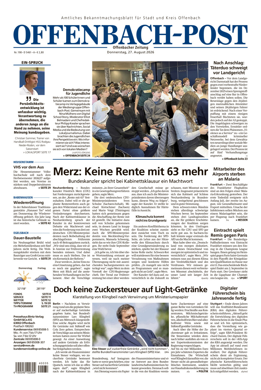 Offenbach-Post vom Donnerstag, 27.08.2026